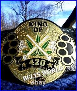 420 Wrestling Championship Stacked Plated Belt 4mm ZINC
