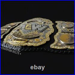 AEW Championship Belt Replica, 3 Layer, 4mm Brass Plates, Genuine Leather Title