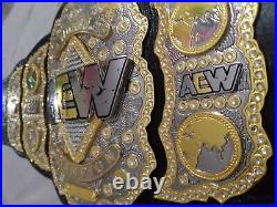 AEW Championship Belt Replica Title, 4mm 3 Layers ZINC Plates, Genuine Leather