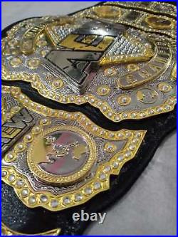 AEW Championship Belt Replica Title, 4mm 3 Layers ZINC Plates, Genuine Leather