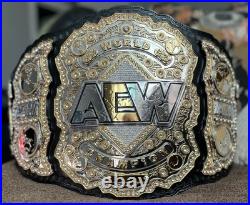AEW Shop World Championship Belt-Restoned with Swarovski stones on real leather