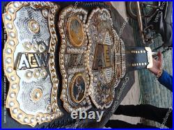 AEW World Wrestling Championship Title Replica Belt Adult Size Dual Plated Brass