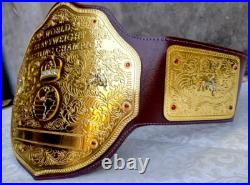 BIG GOLD WORLD HEAVYWEIGHT CHAMPIONSHIP REPLICA BELT Adult 2MM BRASS BROWN STRAP BIG GOLD WORLD HEAVYWEIGHT CHAMPIONSHIP REPLICA BELT Adult 2MM BRASS BROWN STRAP