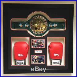 BOXING GLOVE DISPLAY FRAME CASE BOXING CHAMPIONSHIP BELT & GLOVE 32 x 32 Inches
