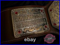 Big Gold Championship Belt Dual Gold Plates 4MM Zinc Genuine Leather Title