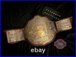 Big Gold Championship Belt Dual Gold Plates 4MM Zinc Genuine Leather Title