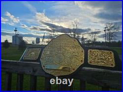 Big Gold World Heavyweight Championship 4mm 24k CNC Real Leather Strap