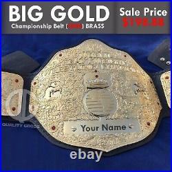 Big Gold World Heavyweight Wrestling Championship Replica Title 2mm Brass Adult