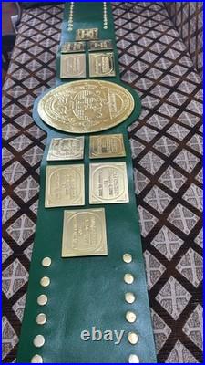 Big Green Worldwide Wrestling Championship Belt, Title Belt 2mm Brass On
