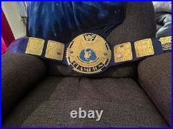Block Logo Big Eagle Heavyweight Wrestling Championship belt 4mm Zinc Blue