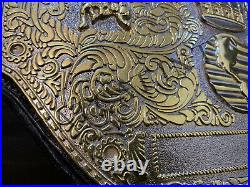 Crumrine 3D Big Gold Championship Belt Dual Plates Tooling leather
