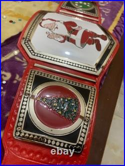 Custom Christmas gift belt, 4mm zinc, real leather strap. Nikal plated. Adult