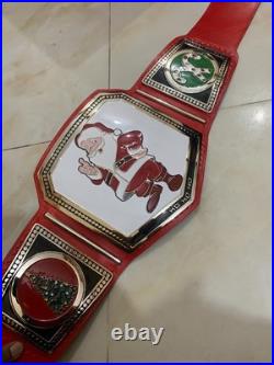 Custom Christmas gift belt, 4mm zinc, real leather strap. Nikal plated. Adult