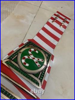 Custom Christmas gift belt, 4mm zinc, real leather strap. Nikal plated. Adult