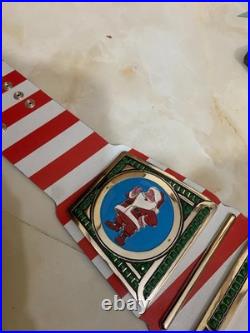 Custom Christmas gift belt, 4mm zinc, real leather strap. Nikal plated. Adult