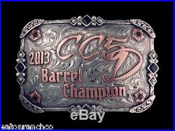 Customizable Mortenson Championship Rodeo Trophy Belt Buckle Silver Engraved