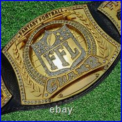 Fantasy Football Championship Belt Gold FFL Champion Trophy Belt with Crystals Fantasy Football Championship Belt Gold FFL Champion Trophy Belt with Crystals
