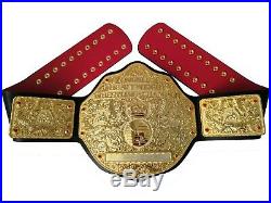 Fashion Fandu Big Gold Heavyweight Championship Title Belt Black Red Strap