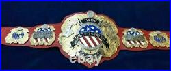 IWGP United States HeavyWeight Championship Leather Belt 2 Layers Zinc/Brass
