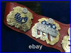 IWGP United States HeavyWeight Championship Leather Belt 2 Layers Zinc/Brass