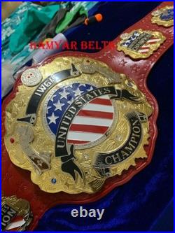 Iwgp US(united states) Championship Belt, 4mm Zinc, Dual Plated, cow Leather strap