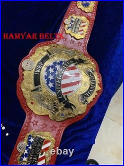 Iwgp US(united states) Championship Belt, 4mm Zinc, Dual Plated, cow Leather strap