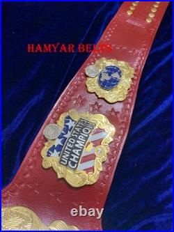 Iwgp US(united states) Championship Belt, 4mm Zinc, Dual Plated, cow Leather strap