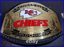 Kc Kansas City Chiefs Wrestling Championship Belt Black 2mm Brass Adult Size