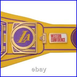 Los Angeles Lakers NBA 4mm Championship Belt Gold Plated Real Leather