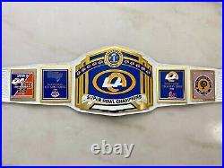 Los Angeles Rams Superbowl Championship Leather title belt Adult size 2mm 4mm