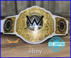 NEW World Heavy Weight Championship Replica Title Belt White Strap 2mm Brass