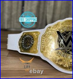 NEW World Heavy Weight Championship Replica Title Belt White Strap 2mm Brass