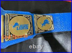 NFL Detroit Lions American Football Championship Belt Brass Metal Adult Size