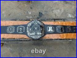 NFL LAS VEGAS Championship Belt 2mm Brass PLATES WITH ORIGINAL LEATHER