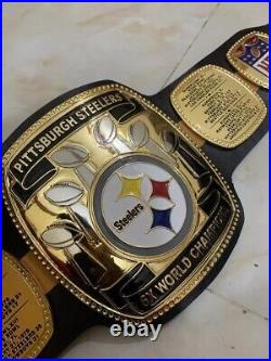 NFL Pittsburgh Steelers championship belt, 8x World Champion, 4mm zinc, Gold plated NFL Pittsburgh Steelers championship belt, 8x World Champion, 4mm zinc, Gold plated