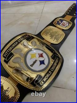 NFL Pittsburgh Steelers championship belt, 8x World Champion, 4mm zinc, Gold plated NFL Pittsburgh Steelers championship belt, 8x World Champion, 4mm zinc, Gold plated