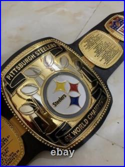 NFL Pittsburgh Steelers championship belt, 8x World Champion, 4mm zinc, Gold plated NFL Pittsburgh Steelers championship belt, 8x World Champion, 4mm zinc, Gold plated