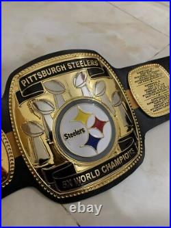 NFL Pittsburgh Steelers championship belt, 8x World Champion, 4mm zinc, Gold plated NFL Pittsburgh Steelers championship belt, 8x World Champion, 4mm zinc, Gold plated
