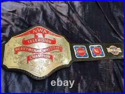NWA Television Heavyweight Championship Belt Adult Size BRASS / ZINC LEATHER