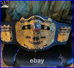 NWA Triple Crown World Championship Leather Belt 2MM Brass Metal Plates