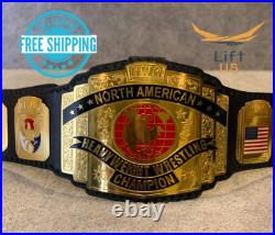 NWA USA North America Wrestling Championship Belt Replica Leather Belt 2MM Brass