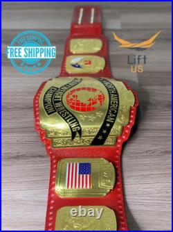 NWA USA North America Wrestling Championship Belt Replica Leather Belt 2MM Brass