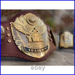 New CUSTOM TWA Double Lawyer Championship Wrestling 4mm Zinc Belt Deep engraving