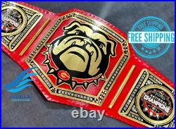 New GEORGIA BULLDOG NATIONAL CHAMPIONSHIP BELT Adult size 2mm Brass Plate Red