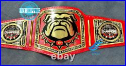 New GEORGIA BULLDOG NATIONAL CHAMPIONSHIP BELT Adult size 2mm Brass Plate Red
