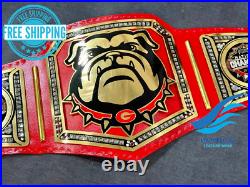 New GEORGIA BULLDOG NATIONAL CHAMPIONSHIP BELT Adult size 2mm Brass Plate Red