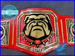 New GEORGIA BULLDOG NATIONAL CHAMPIONSHIP BELT Adult size 2mm Brass Plate Red
