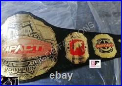 New Red Tna Impact World Championship Chrome Leather Belt 2mm Plates