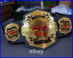 New TNA World Championship Belt 2MM Plates Gold Replica Wrestling Title Adult