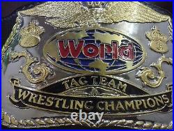 New World Tag Team Wrestling Championship Title Belt Replica 4MM Zinc Adult Size